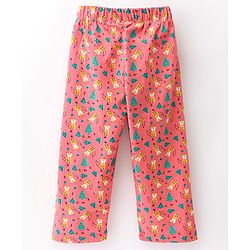 Babyhug Full Length Cotton Knit Pajama Fox Printed - Coral