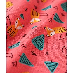 Babyhug Full Length Cotton Knit Pajama Fox Printed - Coral