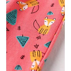 Babyhug Full Length Cotton Knit Pajama Fox Printed - Coral