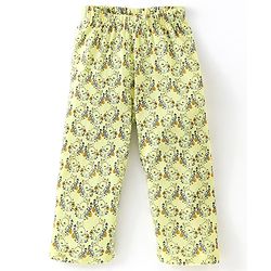 Babyhug Cotton Knit Full Length Pajama with Bunny Print - Yellow