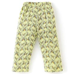 Babyhug Cotton Knit Full Length Pajama with Bunny Print - Yellow