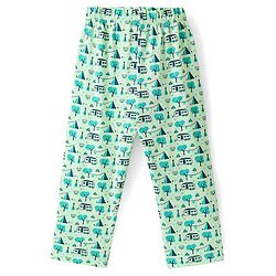 Babyhug Cotton Knit Pyjama Trees Printed - Light Green