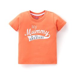 Babyhug Cotton Knit Half Sleeves Night Suit My Mummy is the Greatest Print - Orange