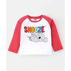 Babyhug Cotton Knit  Raglan Sleeves Koala Printed Night Suit - Red