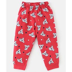 Babyhug Cotton Knit  Raglan Sleeves Koala Printed Night Suit - Red