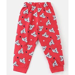 Babyhug Cotton Knit  Raglan Sleeves Koala Printed Night Suit - Red