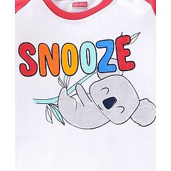 Babyhug Cotton Knit  Raglan Sleeves Koala Printed Night Suit - Red