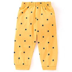 Babyhug Cotton Knit Full Sleeves Night Suit Bear Print - Navy Blue & Yellow