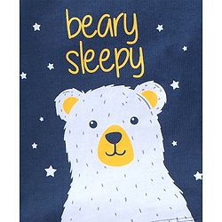 Babyhug Cotton Knit Full Sleeves Night Suit Bear Print - Navy Blue & Yellow