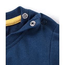 Babyhug Cotton Knit Full Sleeves Night Suit Bear Print - Navy Blue & Yellow