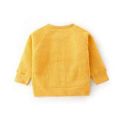 Babyhug Knit Full Sleeves Heart Print Sweater - Yellow