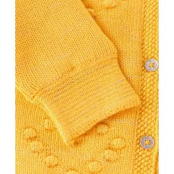 Babyhug Knit Full Sleeves Heart Print Sweater - Yellow
