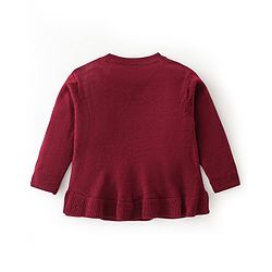 Babyhug Knit Full Sleeves Heart Sequins Sweater - Maroon