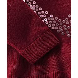 Babyhug Knit Full Sleeves Heart Sequins Sweater - Maroon