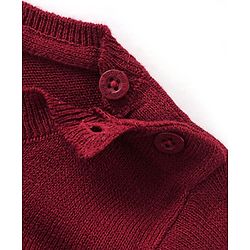 Babyhug Knit Full Sleeves Heart Sequins Sweater - Maroon