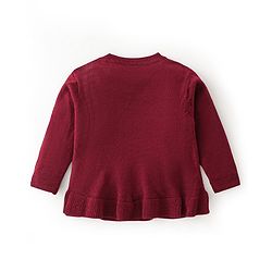 Babyhug Knit Full Sleeves Heart Sequins Sweater - Maroon