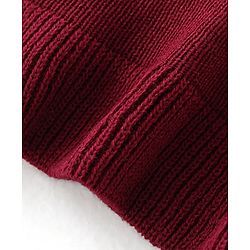 Babyhug Knit Full Sleeves Heart Sequins Sweater - Maroon