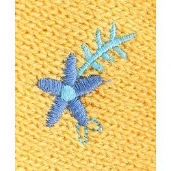 Babyhug Full Sleeves Sweater With Frill Detailing & Floral Embroidery- Yellow