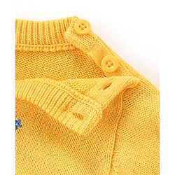 Babyhug Full Sleeves Sweater With Frill Detailing & Floral Embroidery- Yellow