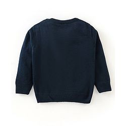 Babyhug Knit Full Sleeves Sweater Christmas Tree Design With Sequin Embroidery- Navy Blue