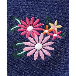 Babyhug Knit Full Sleeves Sweater Floral Design- Navy Blue