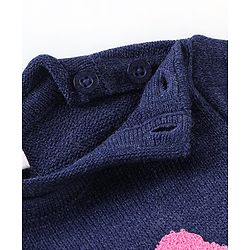 Babyhug Knit Full Sleeves Sweater Bow Design- Navy Blue & Pink