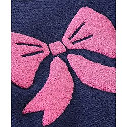 Babyhug Knit Full Sleeves Sweater Bow Design- Navy Blue & Pink