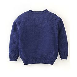 Babyhug Knit Full Sleeves Sweater Bow Design- Navy Blue & Pink