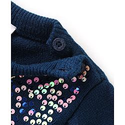 Babyhug Knit Full Sleeves Sequins Sweater - Blue