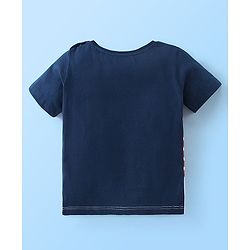 Babyhug 100% Cotton Knit Half Sleeves T-Shirt and Shorts Set Stripes & Cool Dude Print - Blue