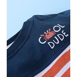 Babyhug 100% Cotton Knit Half Sleeves T-Shirt and Shorts Set Stripes & Cool Dude Print - Blue