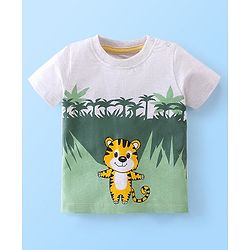 Babyhug Cotton Knit Half Sleeves T-Shirt and Shorts Set Jungle Print - Green & Brown