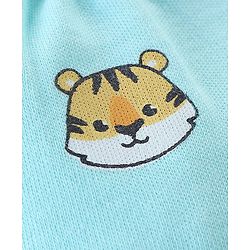 Babyhug 100% Cotton Animal Printed Mittens & Booties Set - Blue