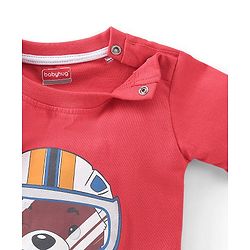 Babyhug Cotton Half Sleeves T-Shirt & Shorts Set Bear Print- Red & White