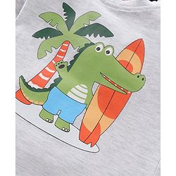 Babyhug Cotton Half Sleeves T-Shirt & Shorts Set Croc Print- Black & White Melange