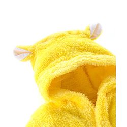 Babyhug Velour Knit Full Sleeves Hooded Bath Robe With Ear Flaps- Yellow