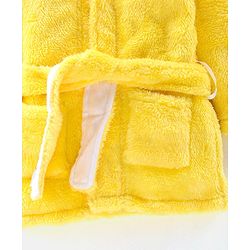 Babyhug Velour Knit Full Sleeves Hooded Bath Robe With Ear Flaps- Yellow