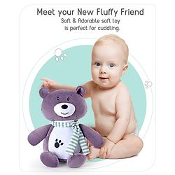 Babyhug Bear With Scarf Soft Toy Purple - Height 33 cm