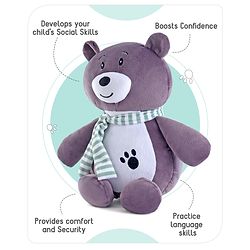 Babyhug Bear With Scarf Soft Toy Purple - Height 33 cm
