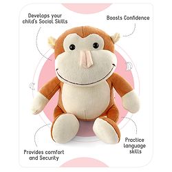 Babyhug Monkey Soft Toy Brown - Height 25 cm