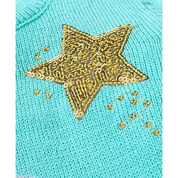 Babyhug Knit Full Sleeves Pullover with Sequin Detailing - Aqua Blue