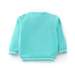 Babyhug Knit Full Sleeves Pullover with Sequin Detailing - Aqua Blue