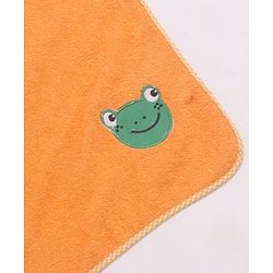 Babyhug Frog Patch Embroidered Towel without Hood - Orange