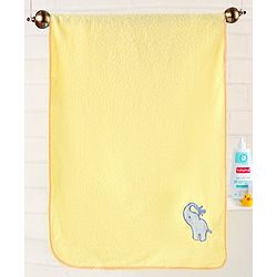 Babyhug Elephant Patch Embroidered Towel without Hood - Yellow