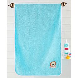 Babyhug Lion Patch Embroidered Towel without Hood - Aqua Blue