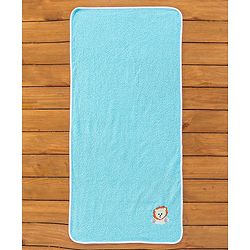 Babyhug Lion Patch Embroidered Towel without Hood - Aqua Blue
