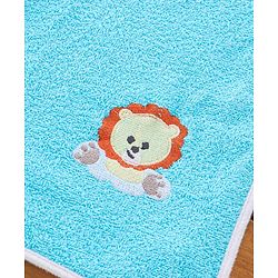 Babyhug Lion Patch Embroidered Towel without Hood - Aqua Blue