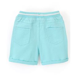 Babyhug Cotton Spandex Mid Thigh Length Shorts Text Print- Sky Blue