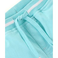 Babyhug Cotton Spandex Mid Thigh Length Shorts Text Print- Sky Blue