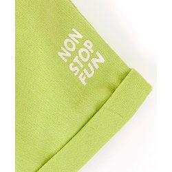 Babyhug Cotton Spandex Mid Thigh Length Shorts Text Print- Lime Green